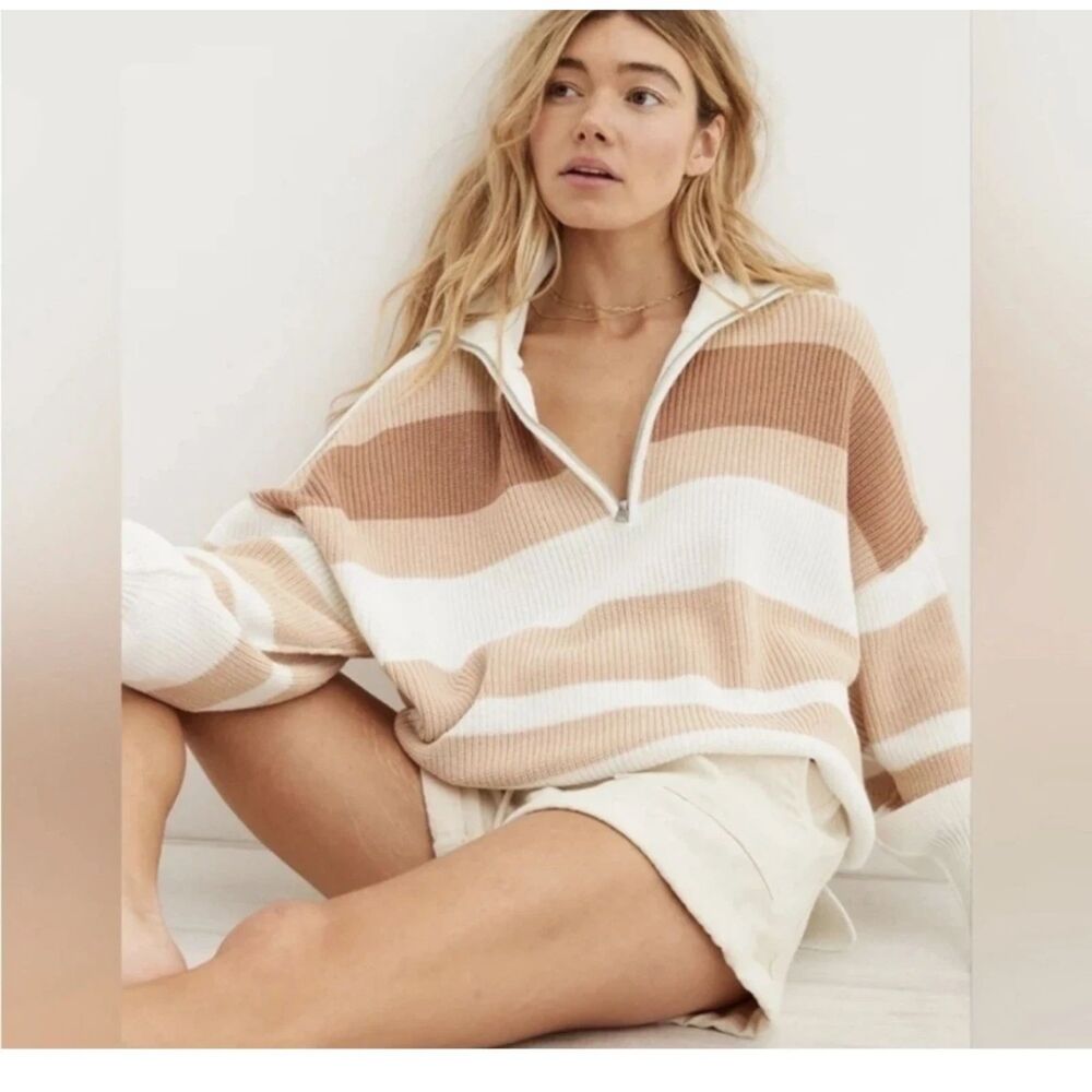 Aerie Slouchy Oversized Quarter Zip Sweater - sz Xsmall